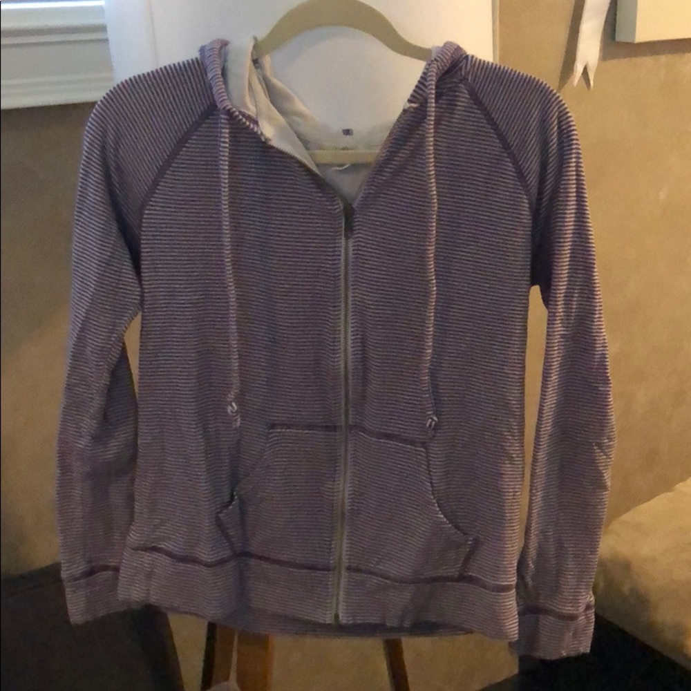 Caslon zip up hoodie, purple and white, size large